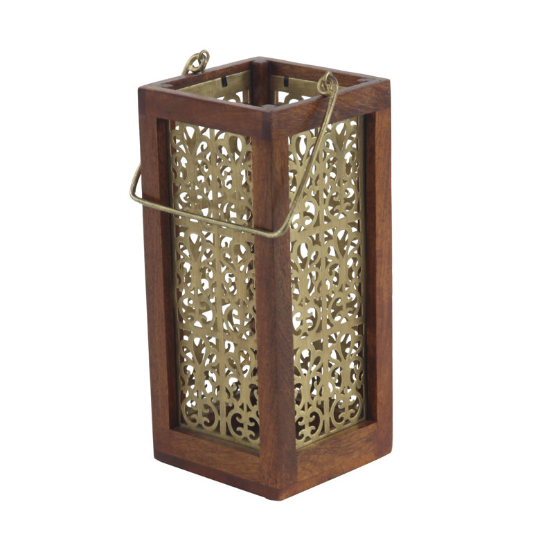 Lanterne de bois rectangulaire en treillis traditionnel, H 13 po x l 6 po x P 6 po