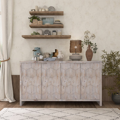 Farmhouse 4-Door Wooden Accent Cabinet Sideboard Storage For Living Room, Entryway