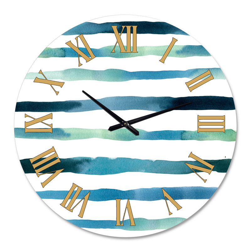 Aquatique bleu foncé verticales - horloge murale moderne, Grand