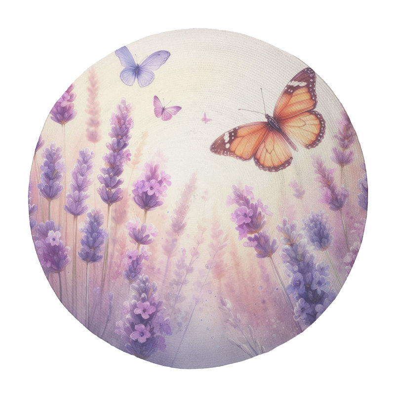 Tapis tressé Lavender Whispers, Rond 5 pi