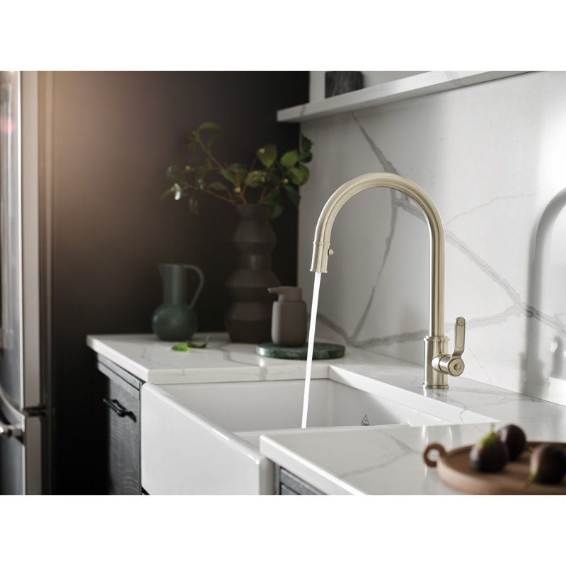 Armstrong Pull-Down Kitchen Faucet With C-Spout, Satin Nickel