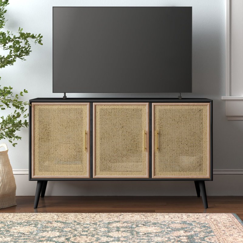 Meuble télé pour téléviseur de 50 po ou moins Jolene, Noir/naturel