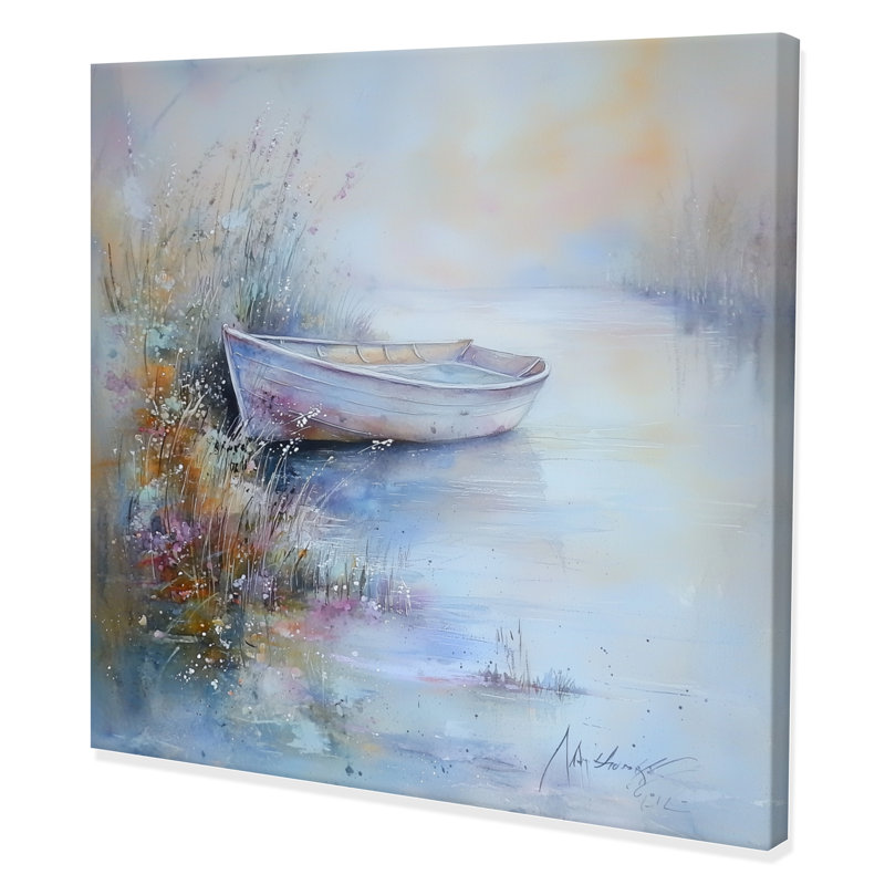 Impression sur toile «Minimalist Boat Reflection By The Late III», H 36 po x l 36 po, Toile tendue, Ne s’applique pas