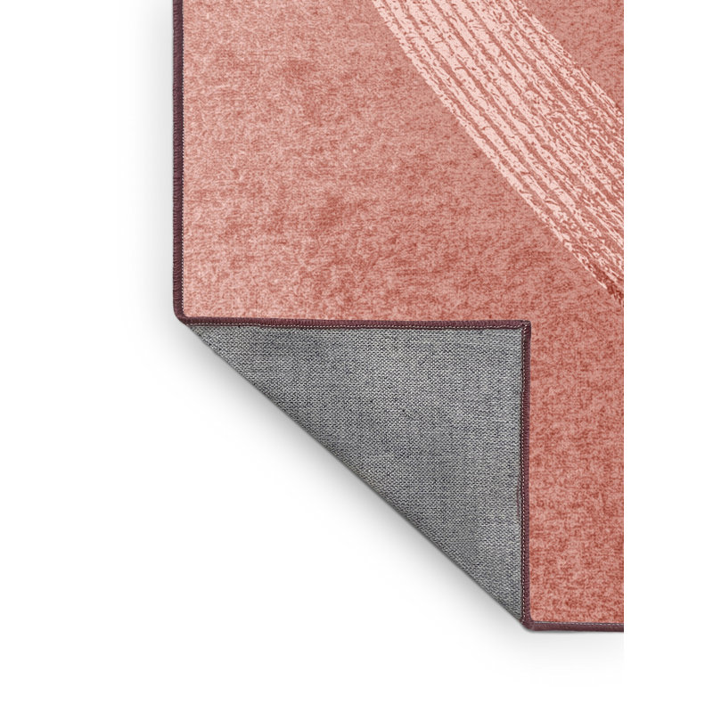 Tapis beige moderne et contemporain lavable à la machine Wyndmoor Valentines - reliure rose, 3x5