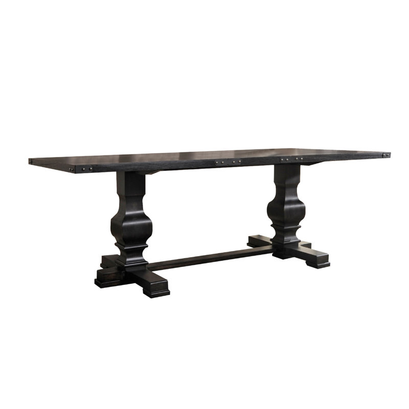 Rectangular Wooden Dining Table In Vintage Black Finish