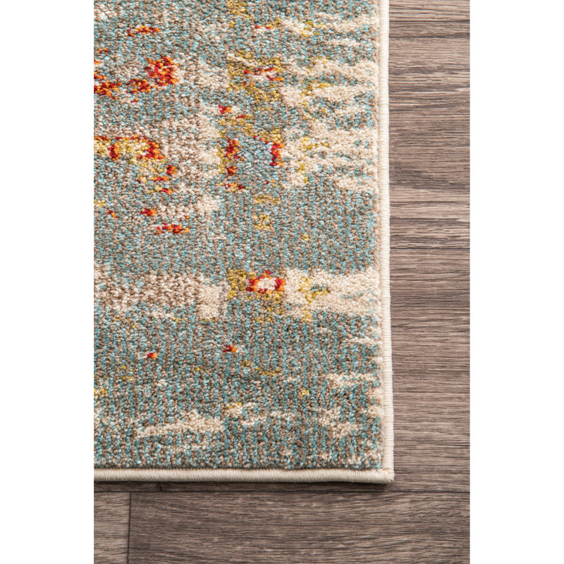 Tapis performance persan gris délavé tissé à la machine Chiasson, Rectangle 5 pi 3 po x 7 pi 7 po