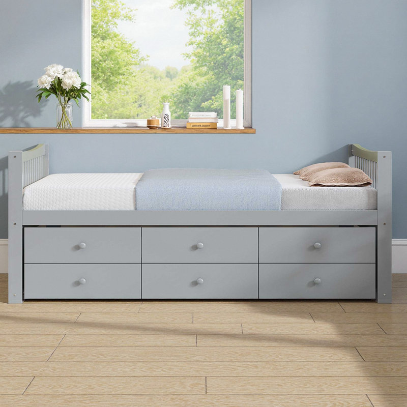 Lit de jour double polyvalent avec lit gigogne et 3 tiroirs de rangement, Gris