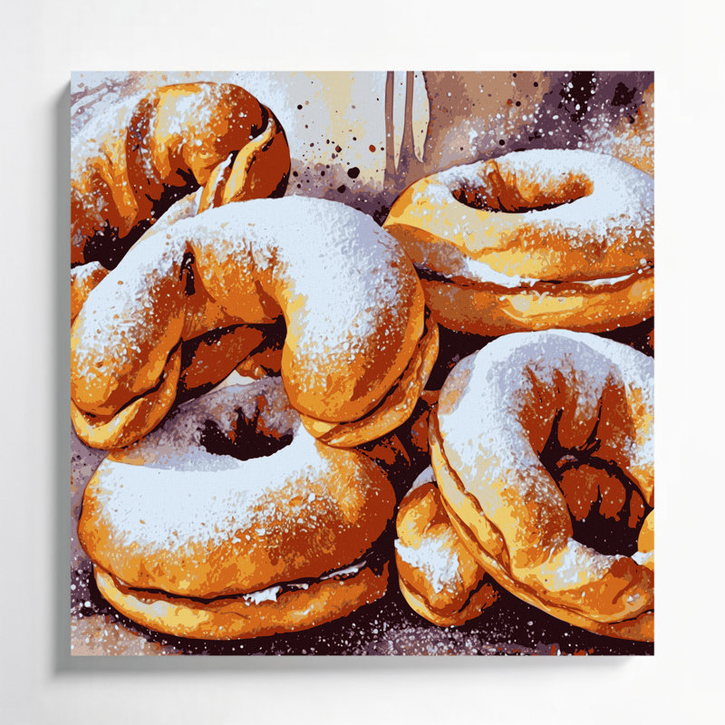 Art mural sur toile, "Desserts Beignets" gris, H 12 po x l 12 po