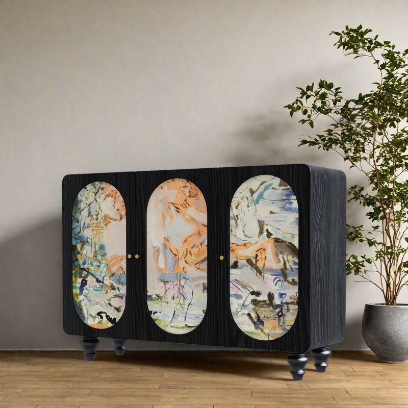 Armoire de rangement American Abstract Line, Noir