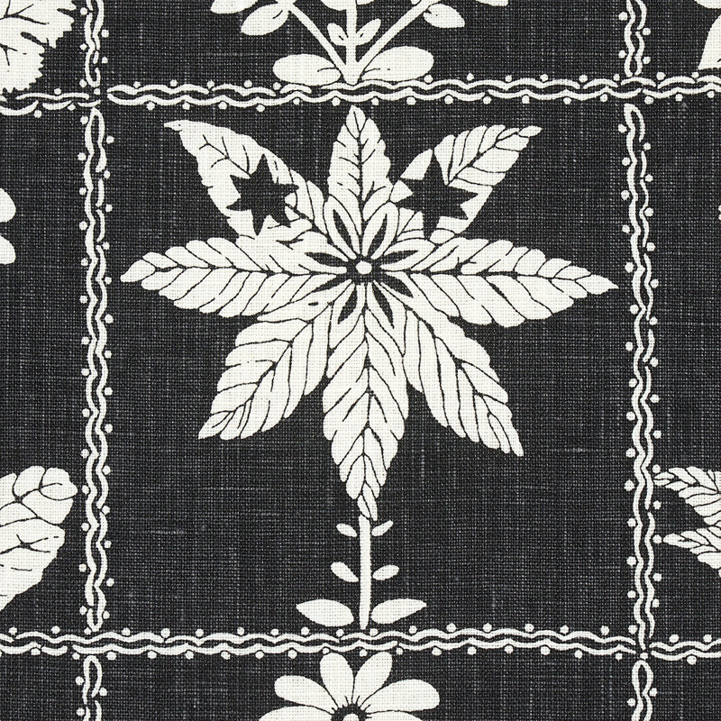 Georgia Wildflowers Fabric, Black