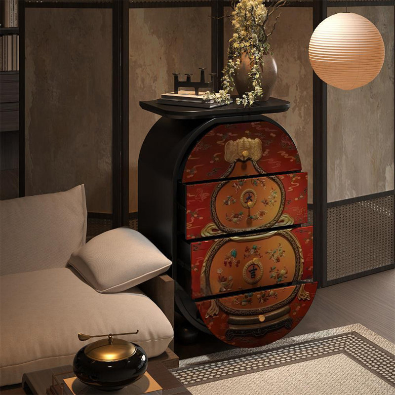 Armoire de rangement en noyer avec tiroirs, Noir