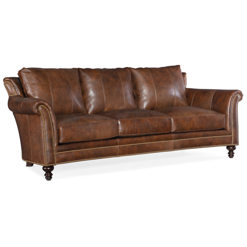 Richardson Sofa, Natural Brass with Turned Leg