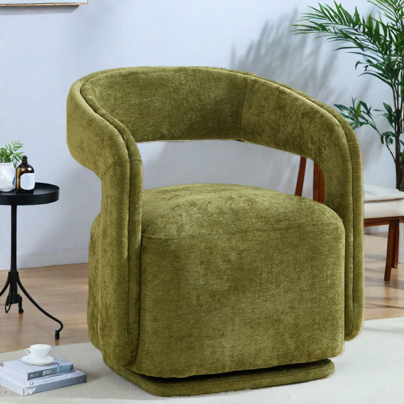Chaises d'appoint pivotantes, grand siège en chenille verte, lecture moderne