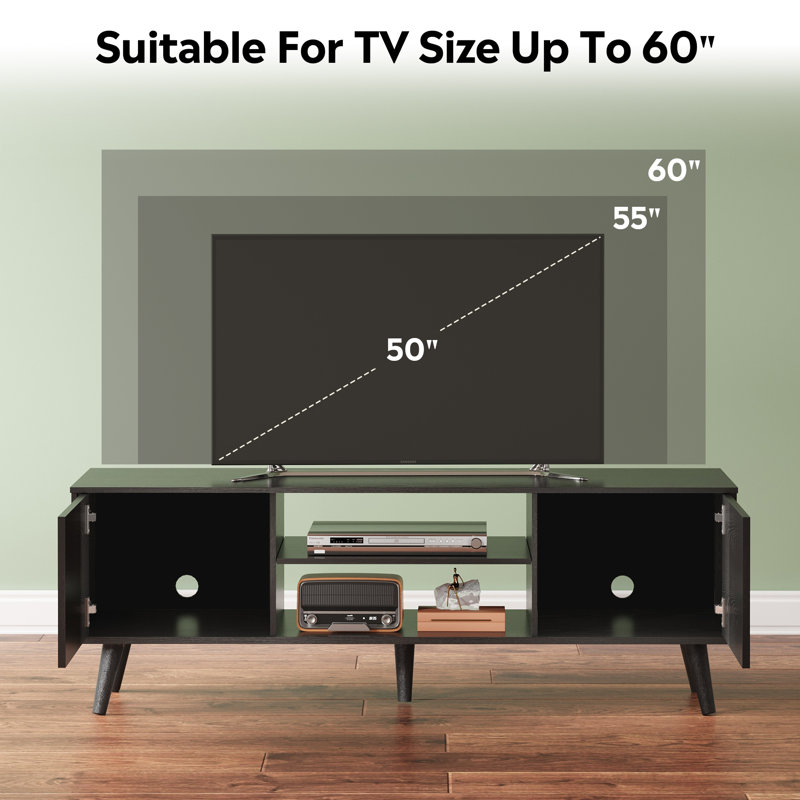 Bria 53.5" TV Stand for TVs up to 60", Modern TV Stand with Adjustable Shelf and Cabinets, Wooden TV Console for Living Room and Bedroom