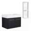 Meuble-lavabo mural 30 po avec lavabo et support de rangement, vasque en résine à bords épais