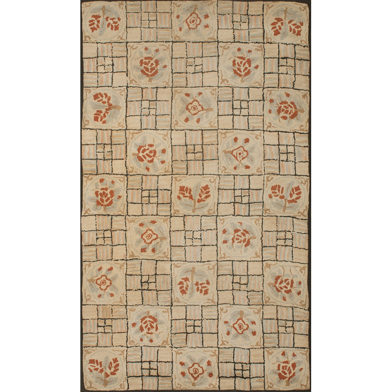 Tapis crocheté floral ivoire