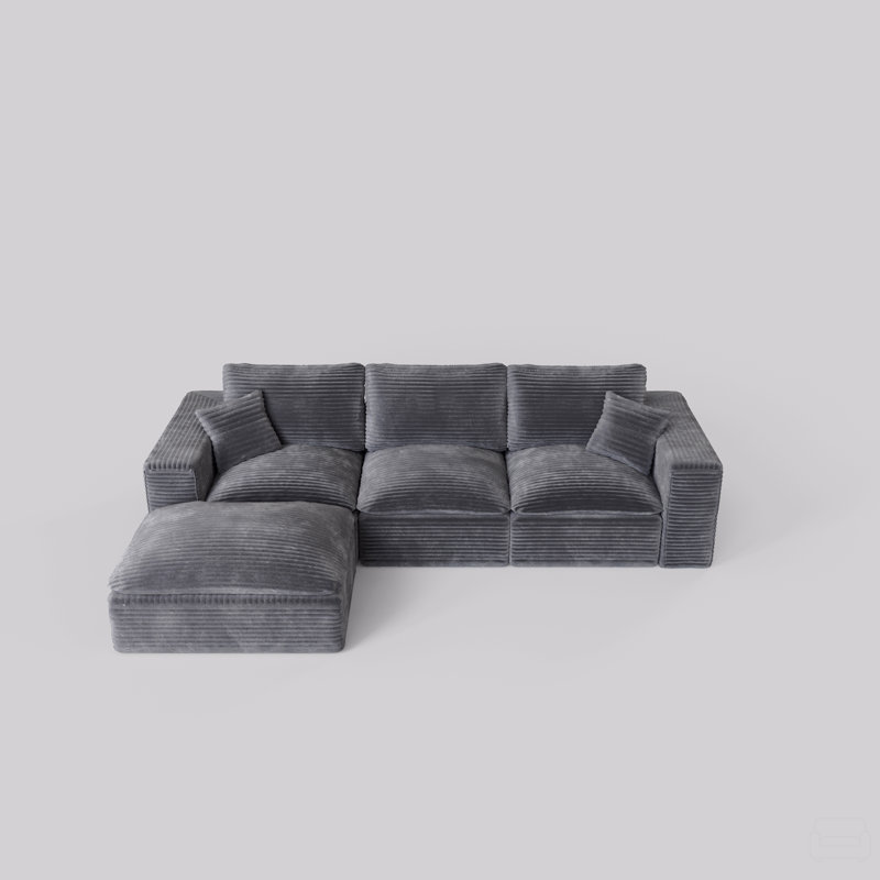 Canapé modulaire de 108 po avec méridienne en forme de L, canapé modulaire moderne avec siège profond interchangeable de gauche à droite, sièges rembourrés