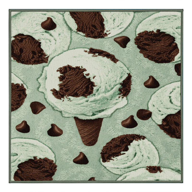 Washable Mint chocolate chip ice cream Desserts Area Rug, Rectangle 4' x 6'