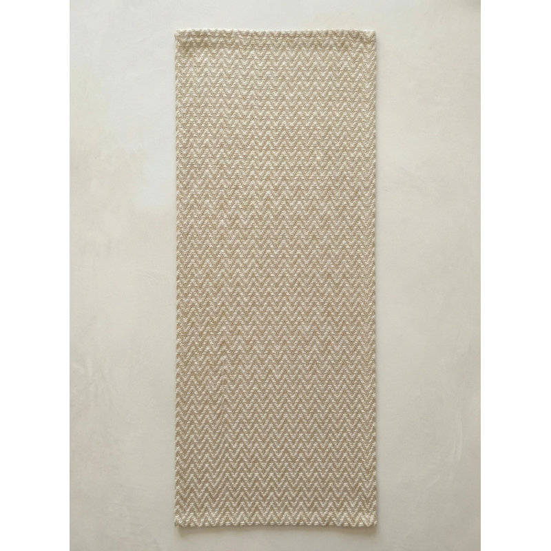 Natural Beige Herringbone Bay Indoor Outdoor Table Runner 14x72