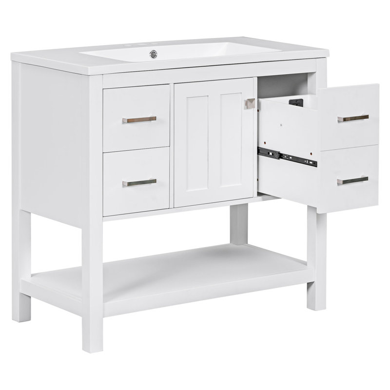 17.80'' Single Bathroom Vanity Base Only, White