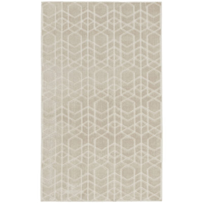 Tapis d'intérieur moderne ivoire argenté 3 pi x 5 pi Nourison
