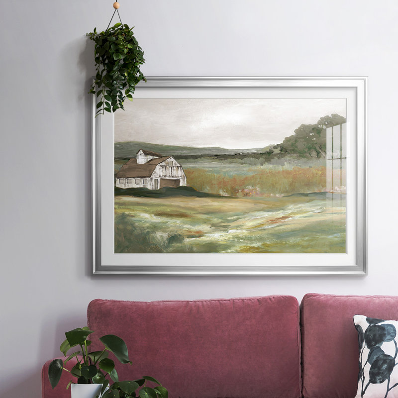 Après-midi à la ferme, impression sur papier, H 19 po x l 27 po x P 1,5 po, Or