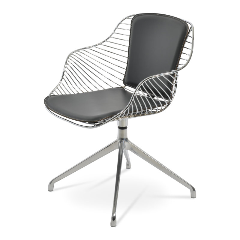 Zebra Spider Swivel Armchair, Aluminium, Gray