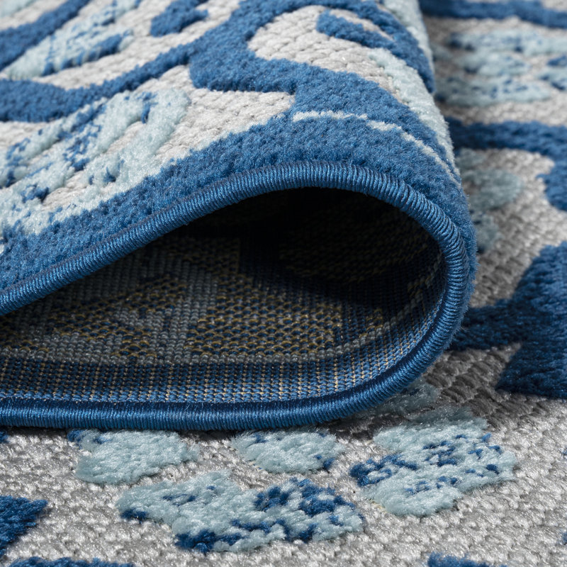 Tapis intérieur / extérieur gris clair / bleu Vidar, Rectangle 4pi x 6 pi