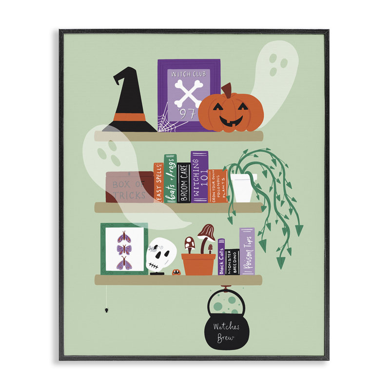 Bibliothèque Witchy Halloween, estampe numérique, design par Sazerelli Designs, H 30 po x l 24 po