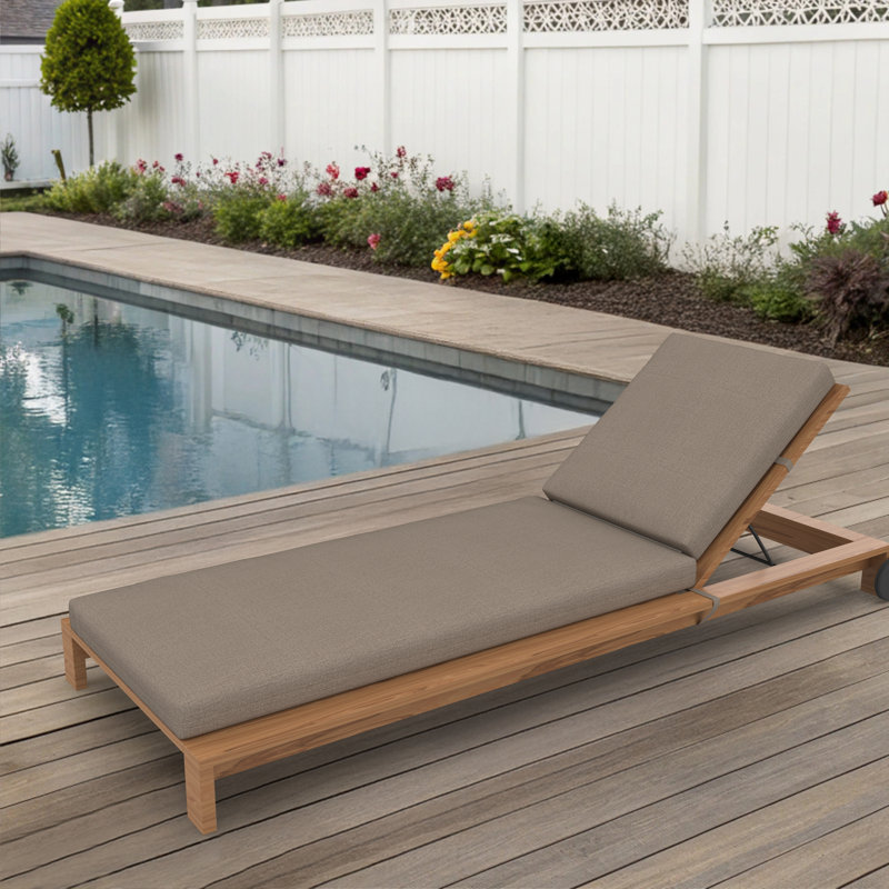 Amala Sunbrella® Outdoor Chaise Lounge Cushion, 23" x 29"/25" x 47" , Cast Shale Sunbrella® Plainweave