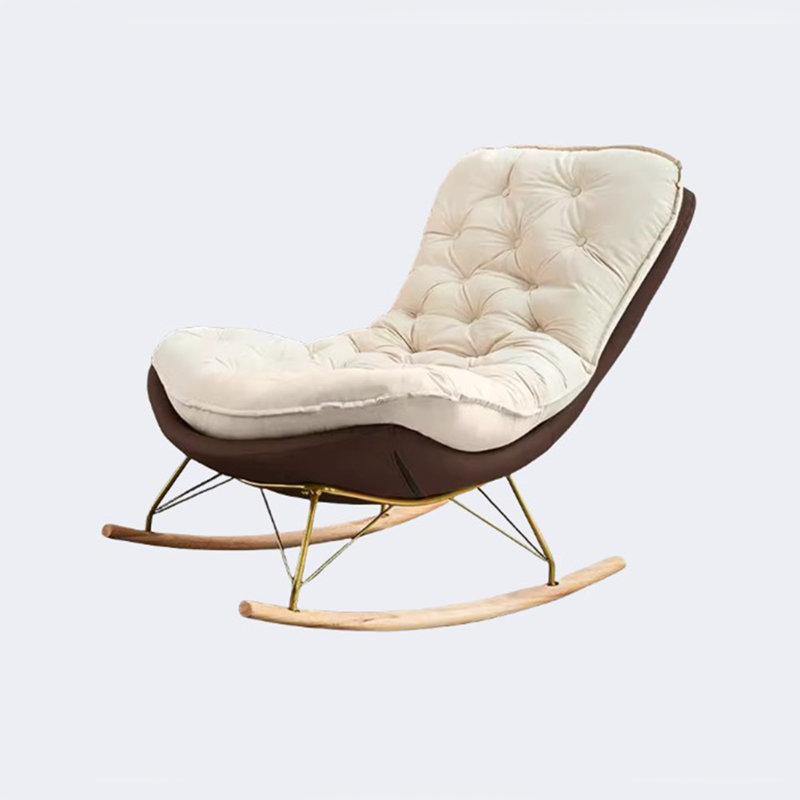 Chaise berçante légère de luxe, Café foncé / beige