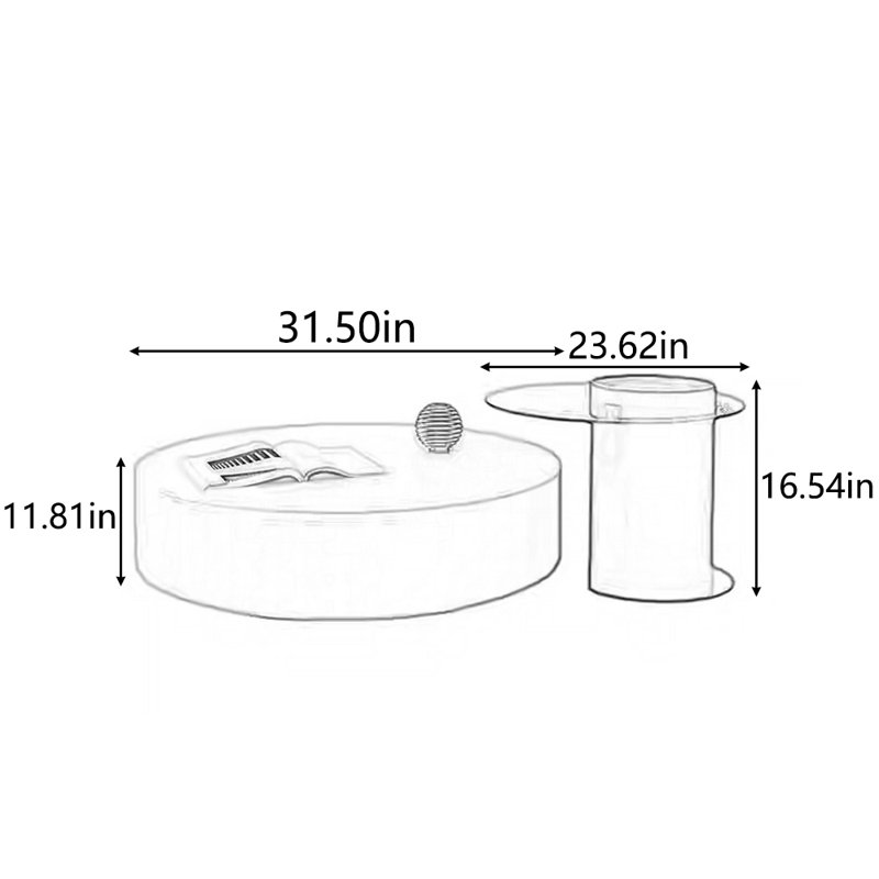 Nouvelle table basse multifonctionnelle de style nouveau, H 16,54 po x L 55,12 po x l 31,5 po