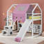 Structure de lit simple en forme de mezzanine en bois avec tente et base de lit en bois-26993287