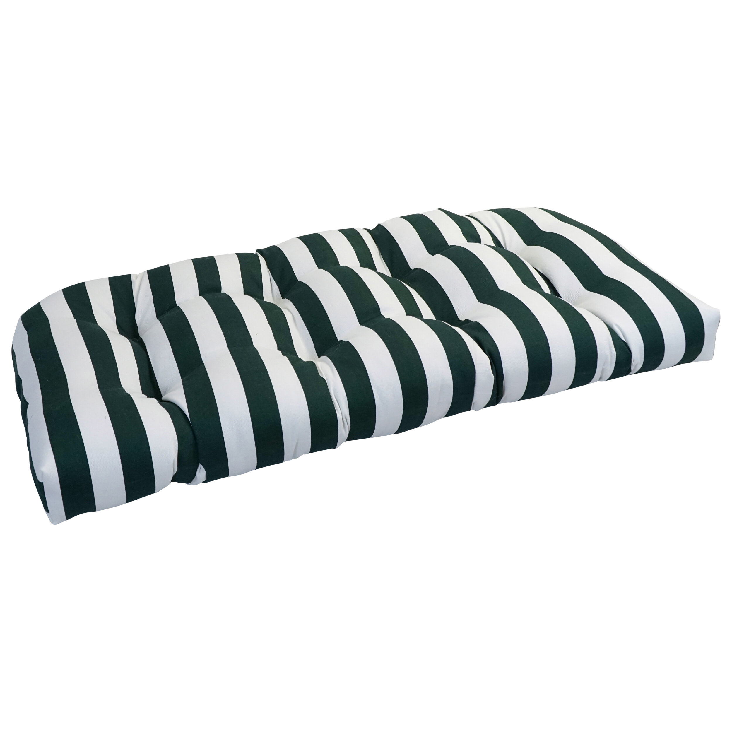 Black and white online striped outdoor bench cushion