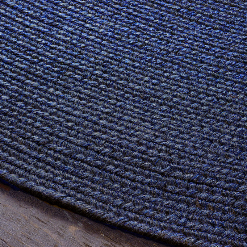 Neufeld Hand-Braided Denim Blue Indoor/Outdoor Area Rug, Oval 5' x 8'