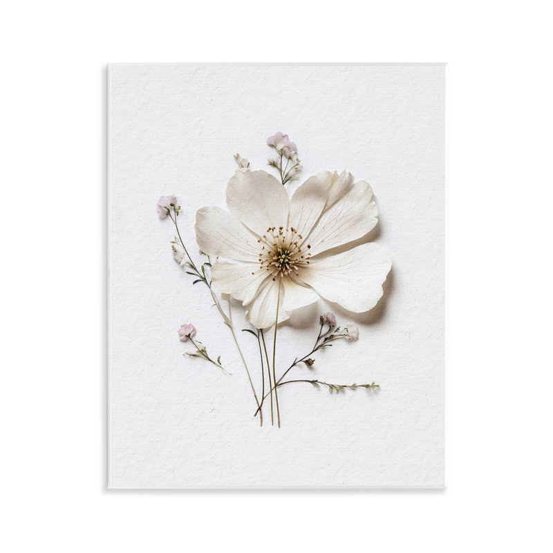 Plaque murale simple fleur de campagne pressée, design par lettré et doublé