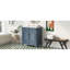 Meuble-lavabo de 30 po de style rétro bleu, structure en bois massif, lavabo en céramique brillante, charnières à fermeture en douceur, grand espace de rangement, glissière à tiroir lisse, meuble-lavabo à motif de rainures unique avec planches, espace de rangement,-121112480