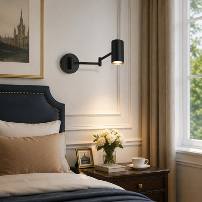 1‑Light Black Swing Arm Sconce