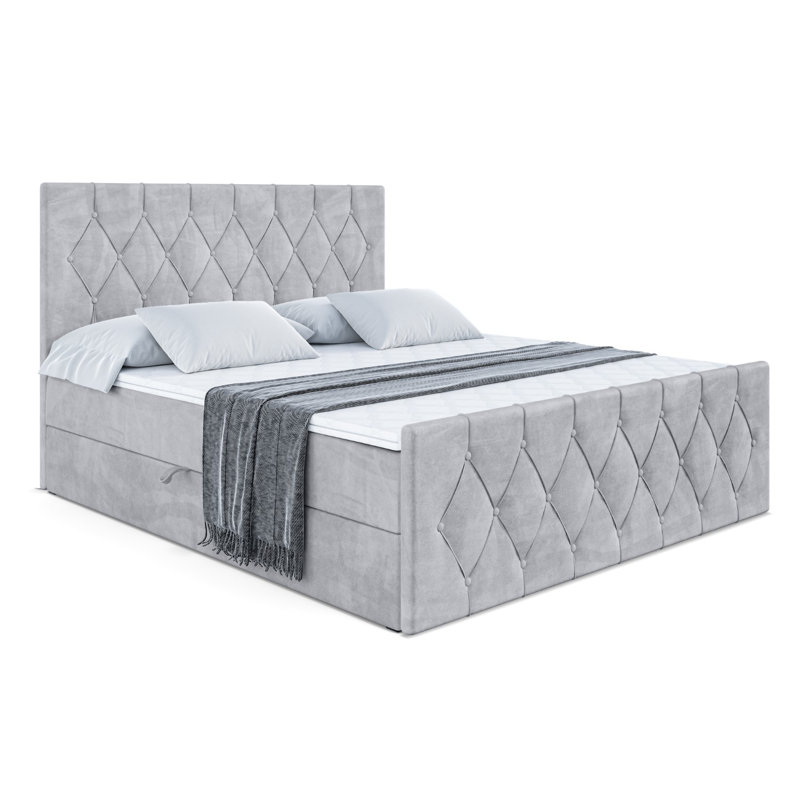 Sabna Divan Bed Set, 120 x 200cm, Light Grey