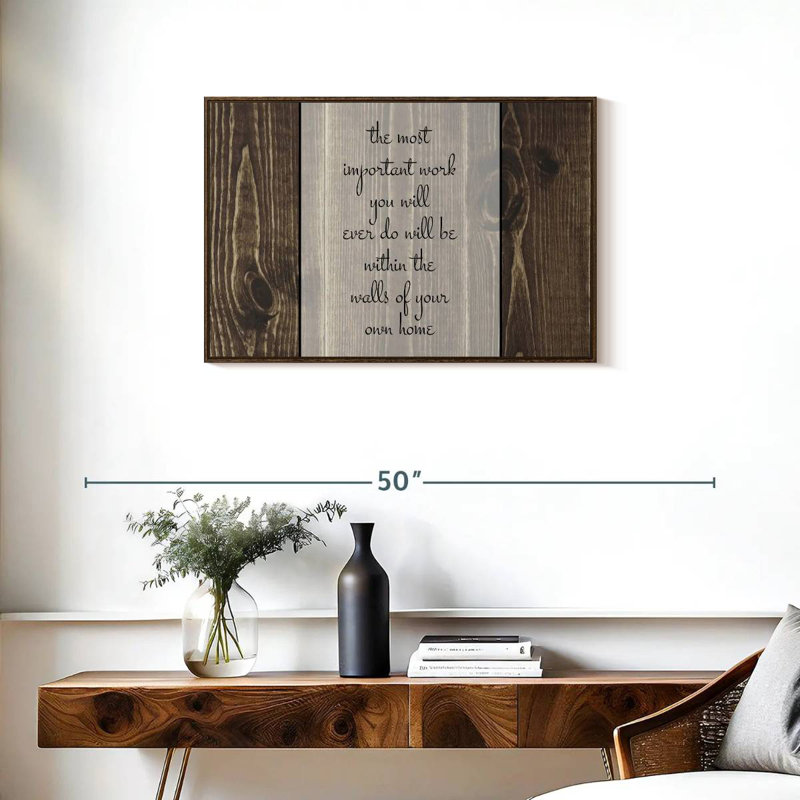 Most Important Work Typography Wall Sign, Floating Frame Walnut, 31" X 21"