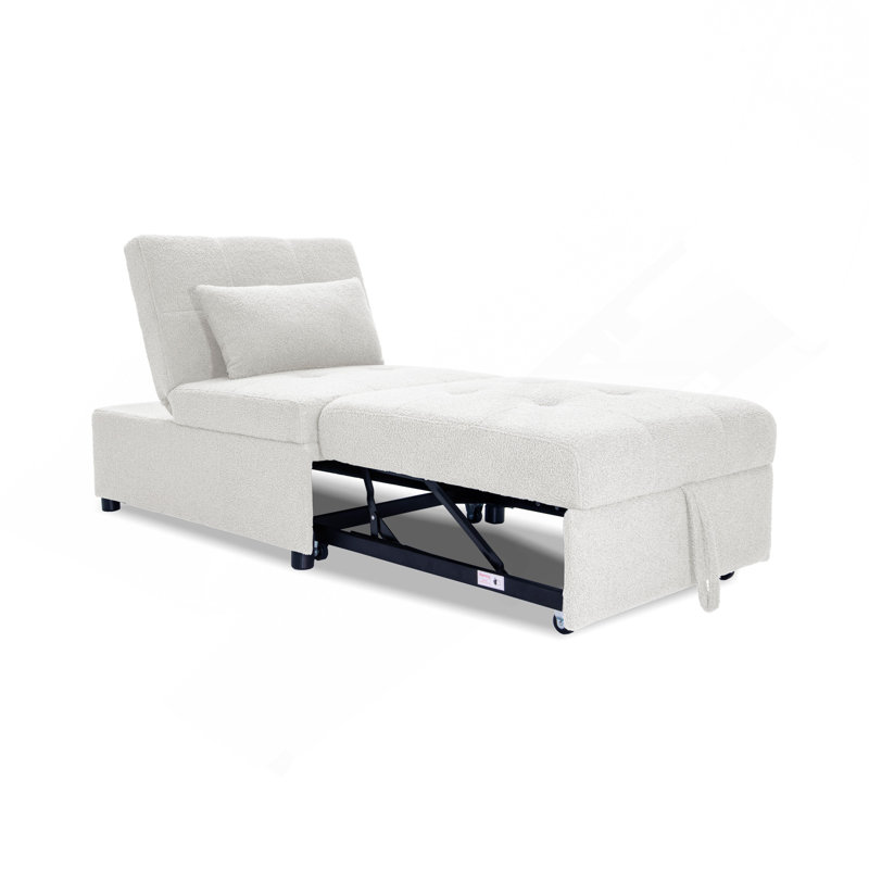 Canapé-lit convertible en sherpa blanc