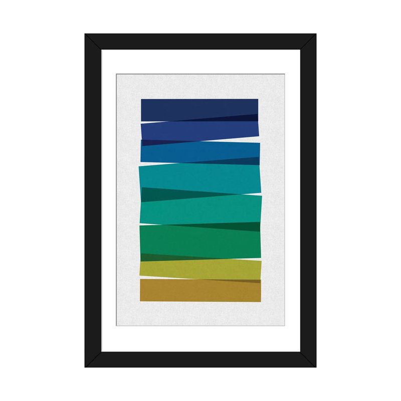 « rayures i », impression sur toile, Papier d'art encadré noir, Blanc, H 32 po x l 24 po x P 1 po