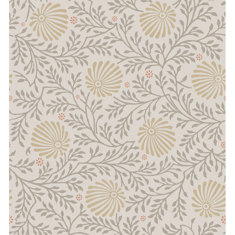 Yuki Osada Floral Wallpaper Double Roll by Soicher Marin Studio, Gray Fog