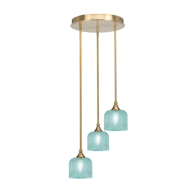 Luminaire suspendu grappe suspendu à 3 lumières avec verre texturé 6 po Kieisha Empire