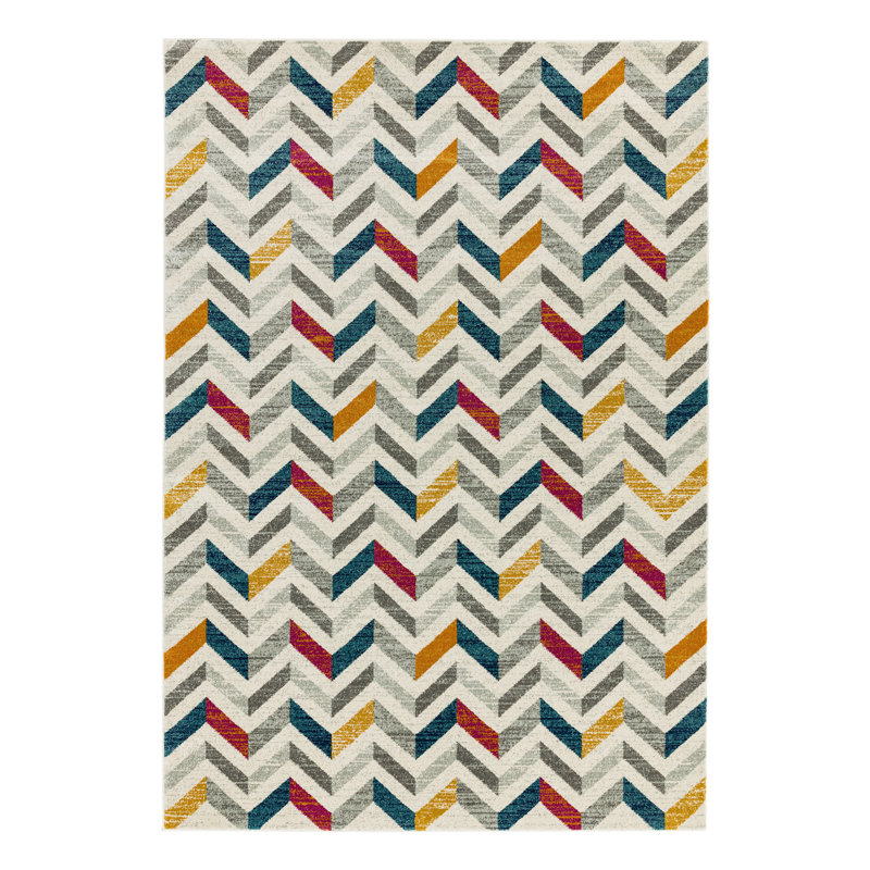 Hoda Flatweave Grey/Yellow/Red Rug, Rectangle 200 x 290cm