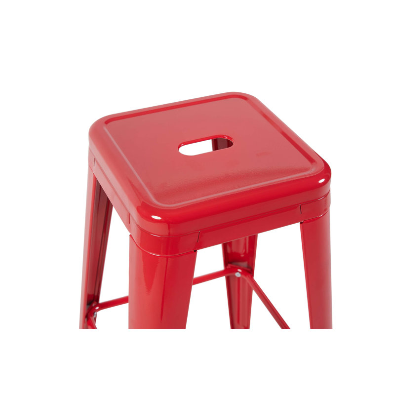 Tabouret à hauteur de comptoir avec assemblage sans outil et conception non empilable, Rouge