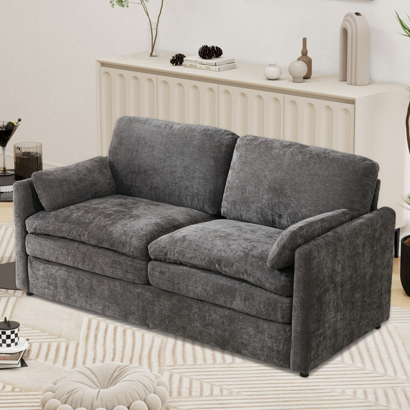 Canapé large et rembourré, causeuse double couche confortable, Gris