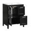 Meuble-lavabo de 24 pouces, en bois massif et noir, deux tiroirs, porte, tablette réglable, lavabo en céramique, verre, autoportant, style moderne, grand meuble-lavabo de 24 po avec une armoire en verre lisse-130603197