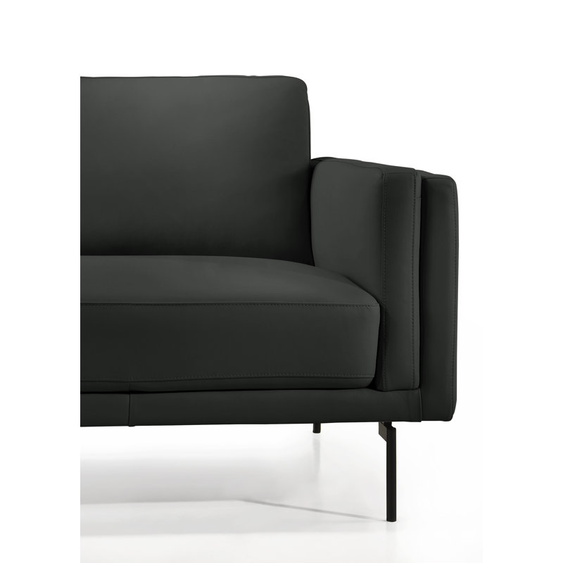 Chumy Upholstered 86'' Sofa, Black, Black Legs