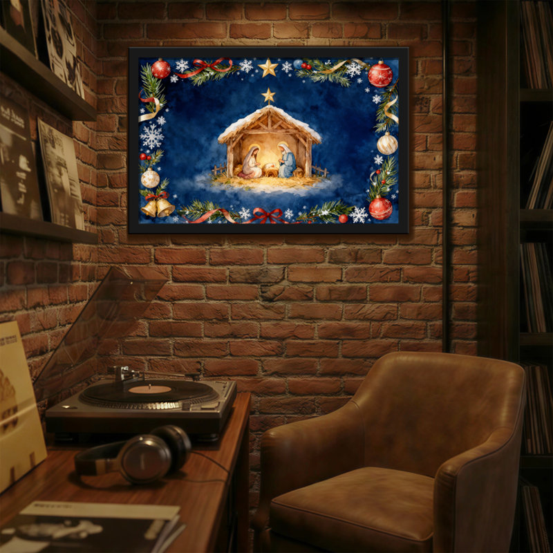 Crèche de Noël avec décorations de Noël, H 12 po x l 18 po